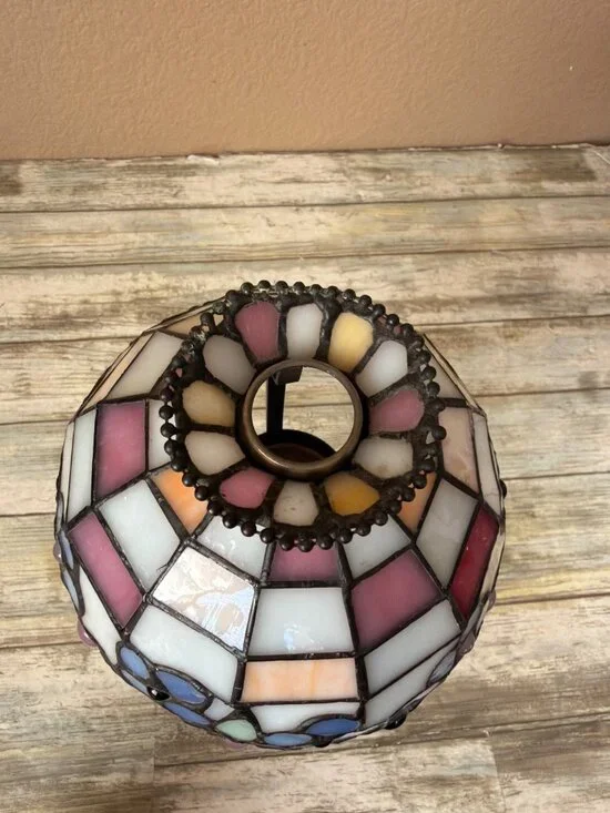 Vintage PartyLite Hydrangea Tiffany-Style Stained Glass Tealight Candleholder - Picture 12 of 16